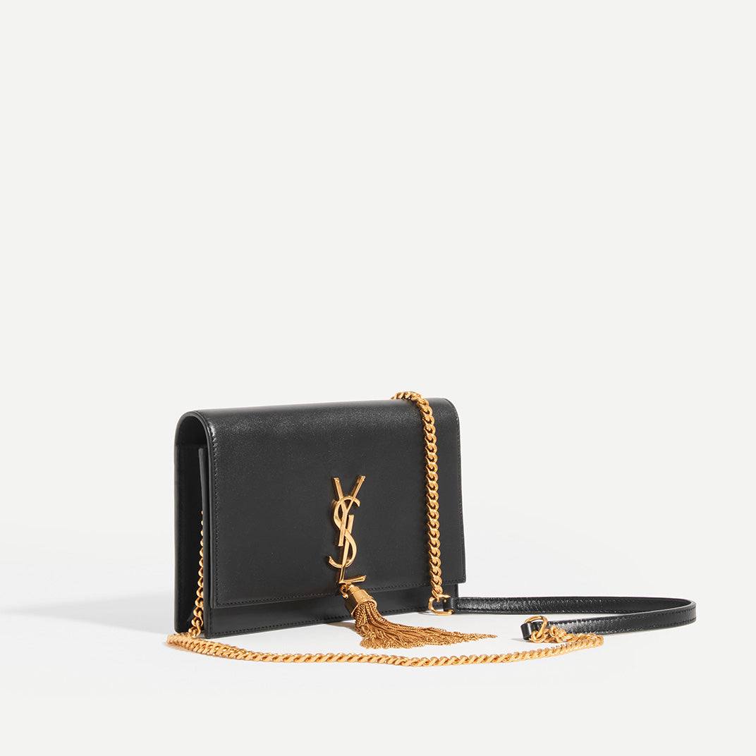 SAINT LAURENT Small Kate Tassel Chain Wallet in Black - Puzzles Egypt