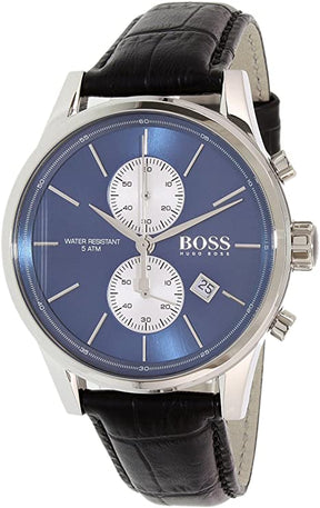 Original Hugo Boss Men's Blue Dial Leather Band Watch 1513283 - Puzzles Egypt