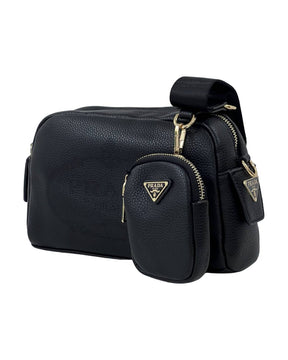 Prada Logo Camera Bag Leather Black - Puzzles Egypt