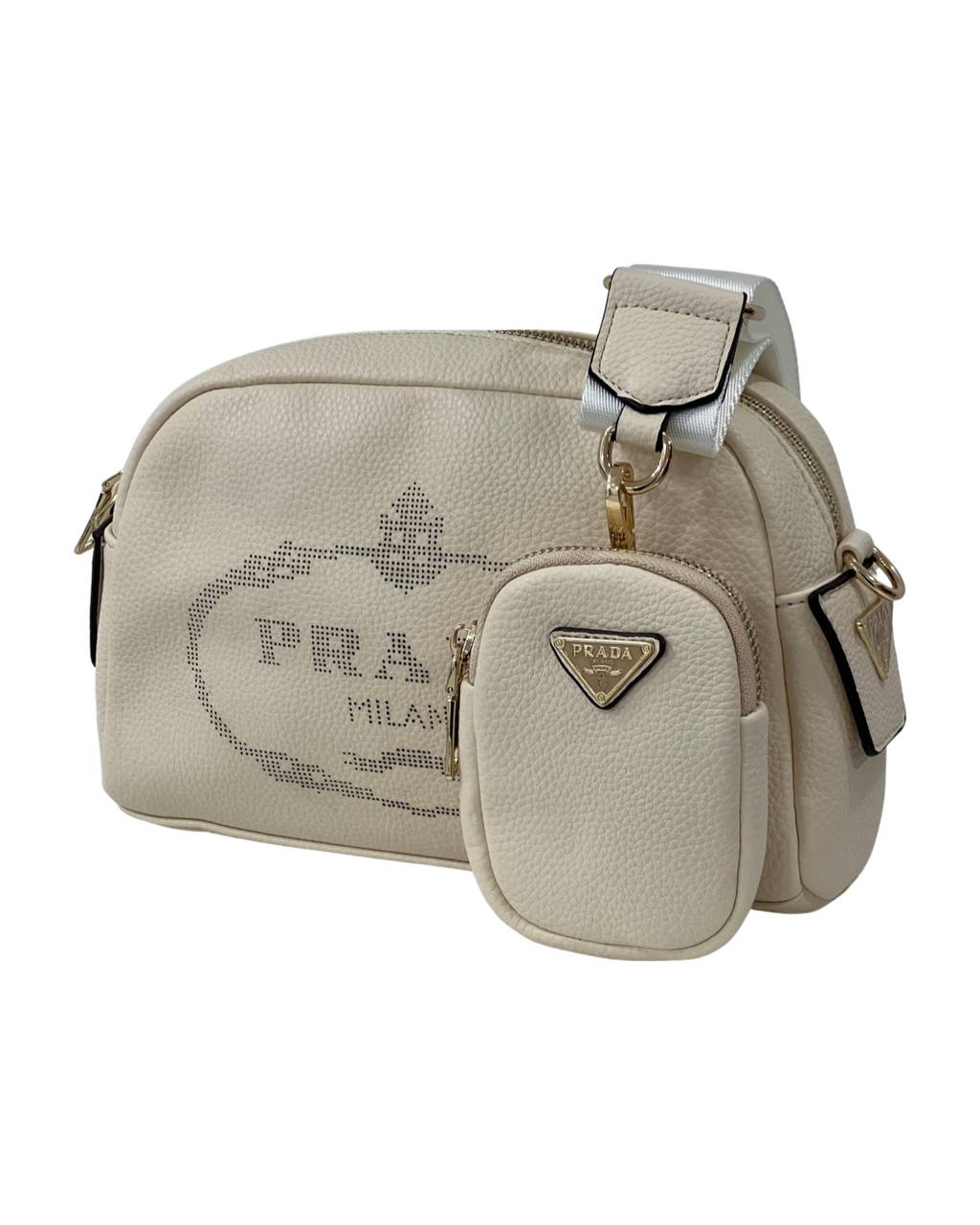 Prada Logo Camera Bag Leather Offwhite - Puzzles Egypt
