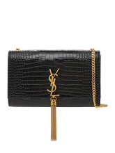 Saint Laurent SMALL KATE CROC EMBOSSED LEATHER BAG
