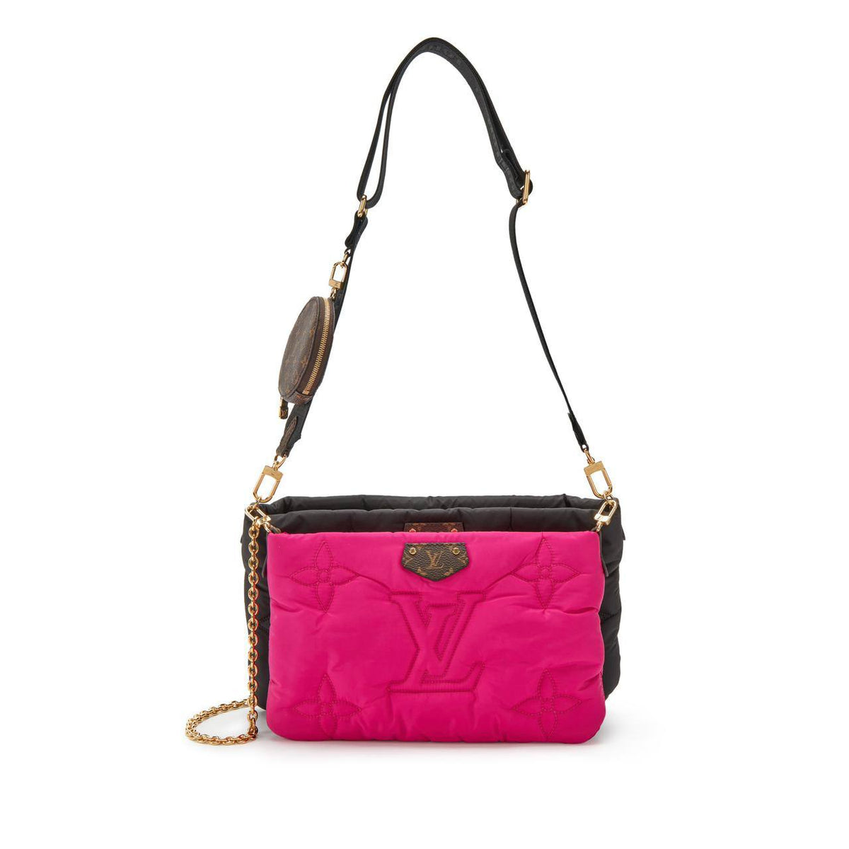 Louis Vuitton Pink and Black Monogram Econyl Nylon Maxi Multi Pochette Gold Hardware