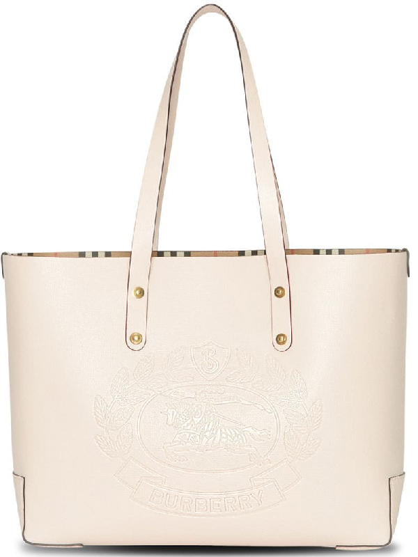 Burberry Embossed Crest Leather Tote