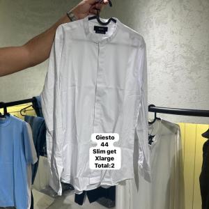 Men's White Mandarin Neck Solid Slim Fit Shirt