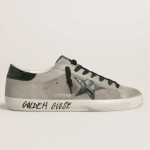 Golden Goose Men's Super-Star in nappa and suede with green croc-print leather star